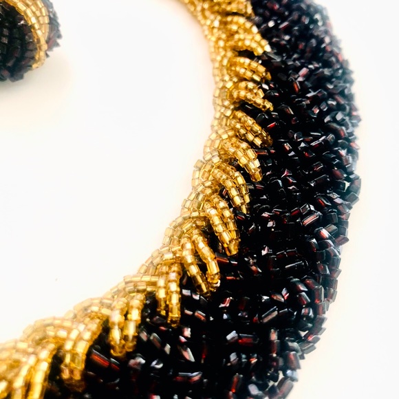 Vintage Demi Parure Garnet Gold Bead Necklace Set - Picture 7 of 14